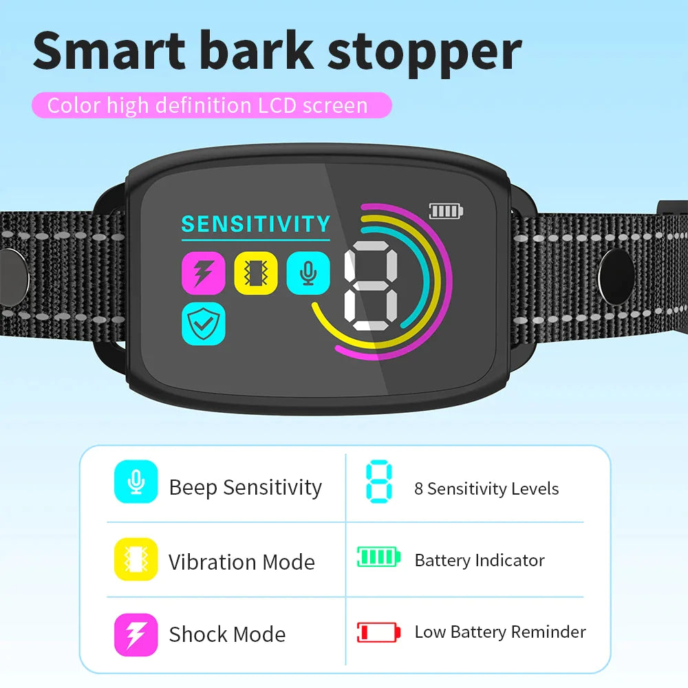 Safe Anti-Bark Collar with HD Display